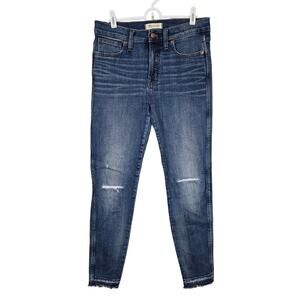 Women's Madewell 9" High-Rise Skinny Distressed Denim Jeans Raw Ankles | Size 29